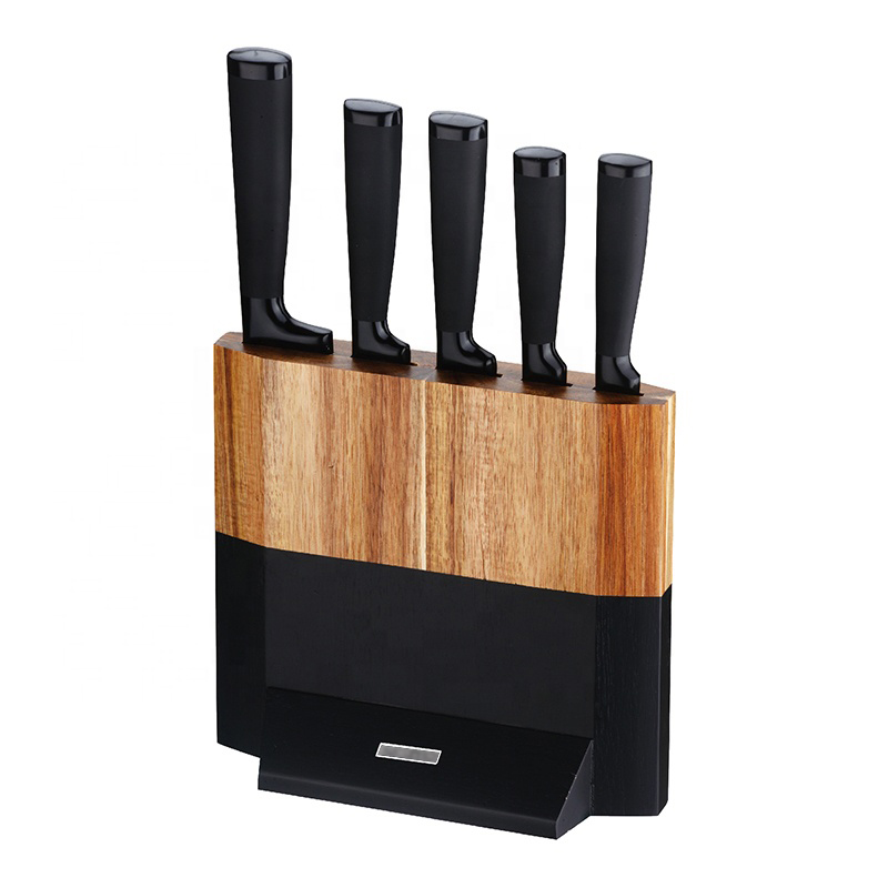Cocina Rey Handle Hollow Handle 6 PCS CHEF CHEF Juego con soporte de madera