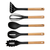 Wholesale mango de madera 10 piezas de utensilios de cocina de nylon con soporte de acero